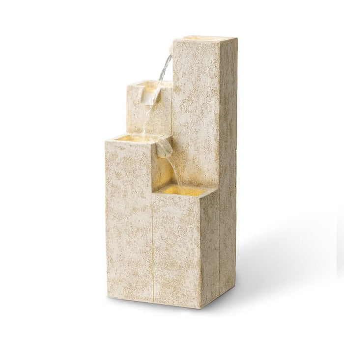 Urban Columns 4-Tier Modern Fountain - Sandstone Effect