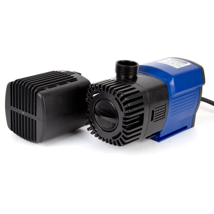 A low voltage water pump with outer cage removed.