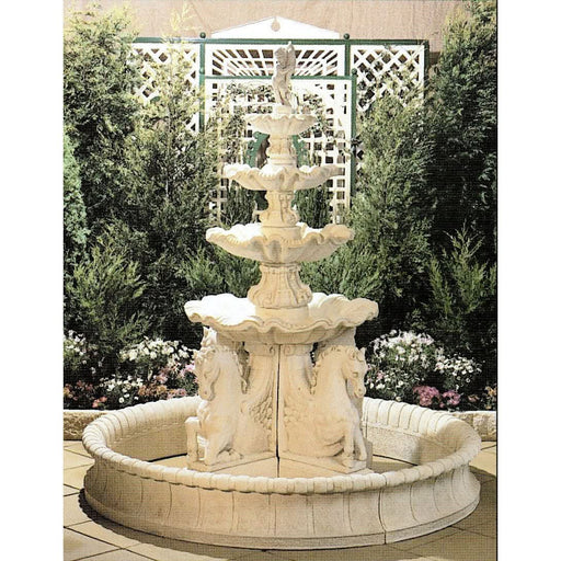 Concrete pond with 4 tier fountain.