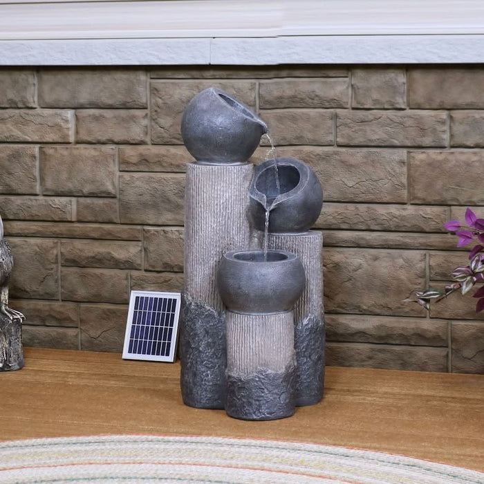 Solar Alpine 3-Tier Bowls Garden Water Feature