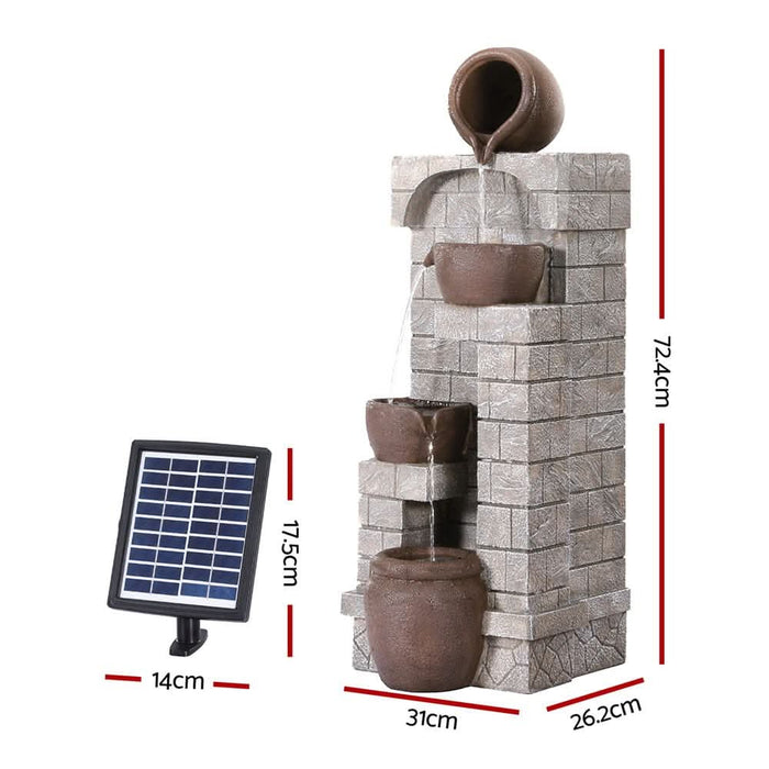Solar Bricks & Jugs 4-Tier Garden Fountain - 73cm