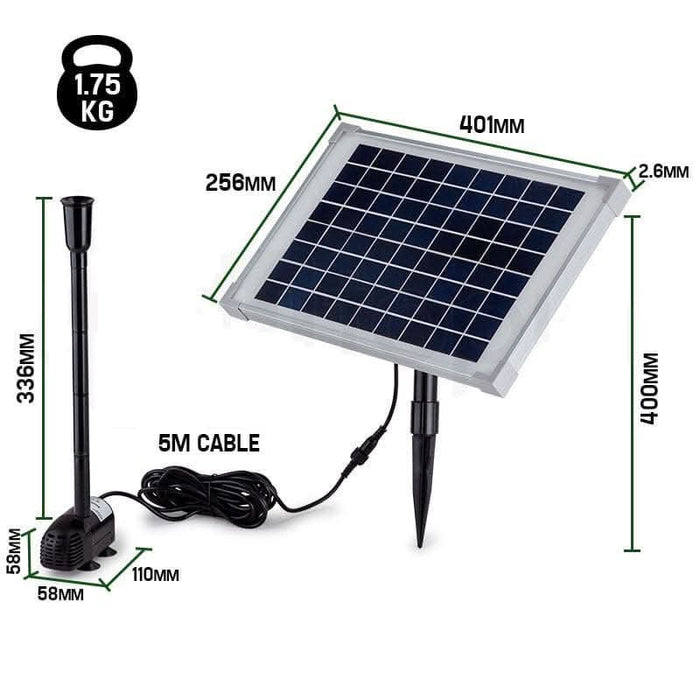 Solar Water Pump w/ Panel - Low Voltage 24V, 1600LPH