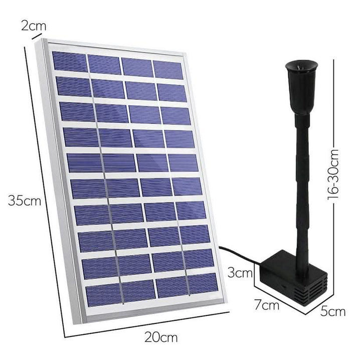 Solar Fountain & Pond Pump w/ Panel & Battery - 600LPH