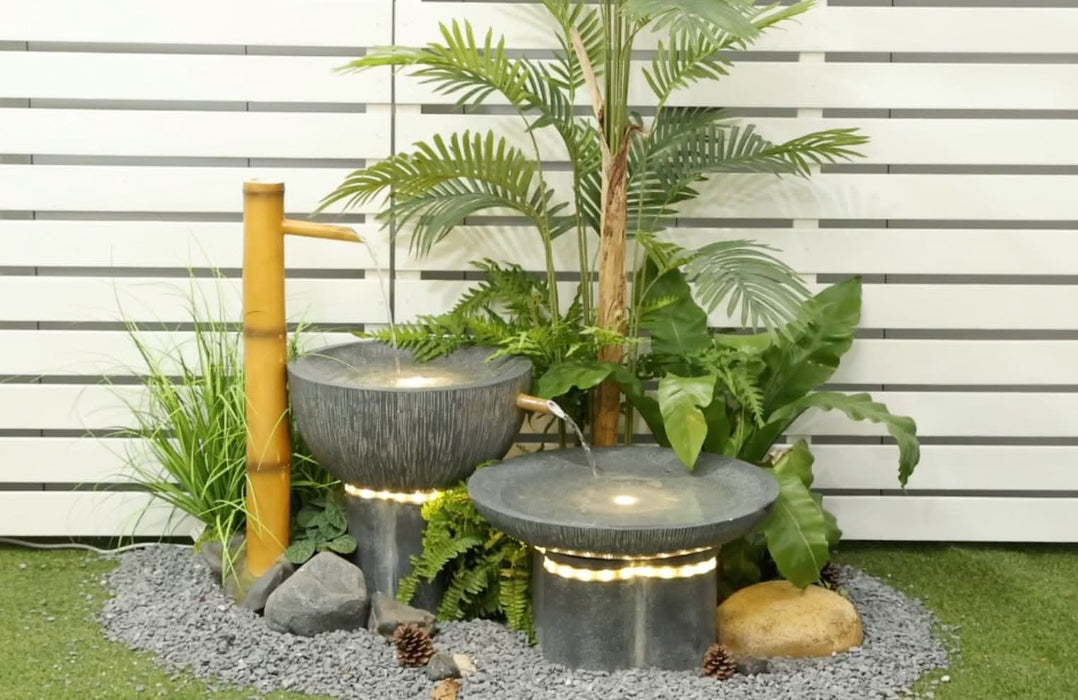Sozu 3-Tier Fountain w/ Bamboo Tap - Japanese Inspired