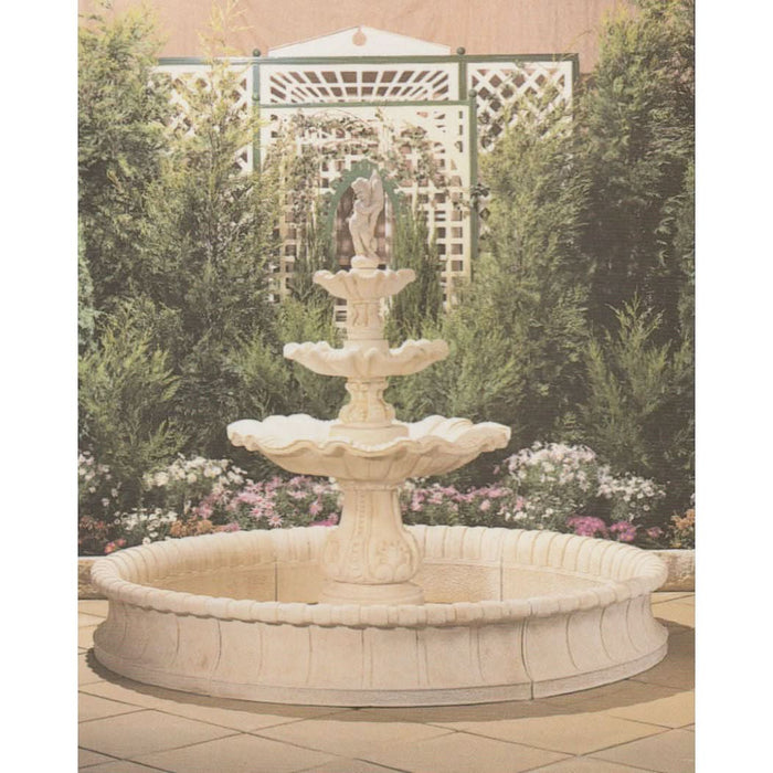 Concrete pond with 3 tier fountain.