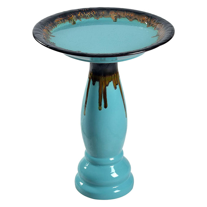 Mali in Teal Ceramic Bird Bath