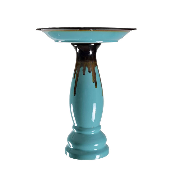 Mali in Teal Ceramic Bird Bath