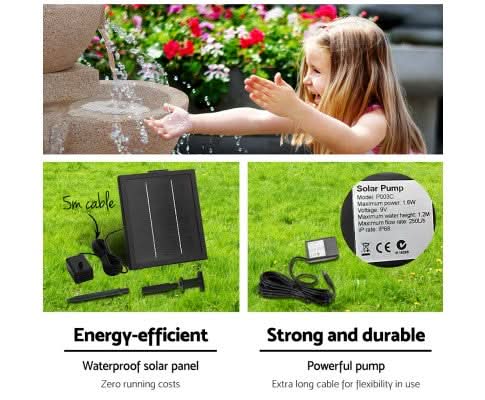 Solar Powered 4-Tier Bowls Water Fountain - Sand 72cm