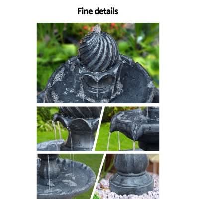 Solar Powered Dark Shadow 3-Tier Water Fountain - 90cm