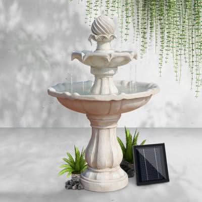 Solar Powered Ivory 3-Tier Water Fountain - 90cm