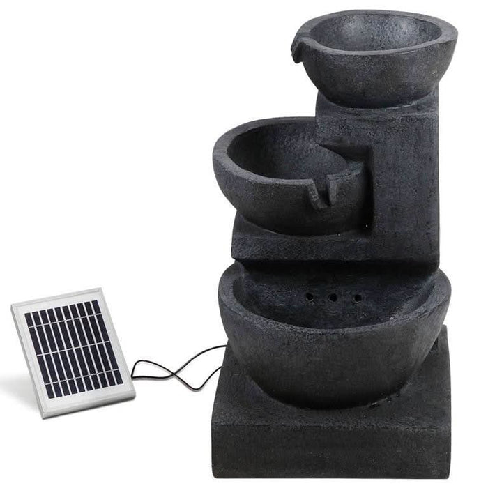 Solar Powered 3-Tier Bowls Water Fountain w/ LED - 60cm