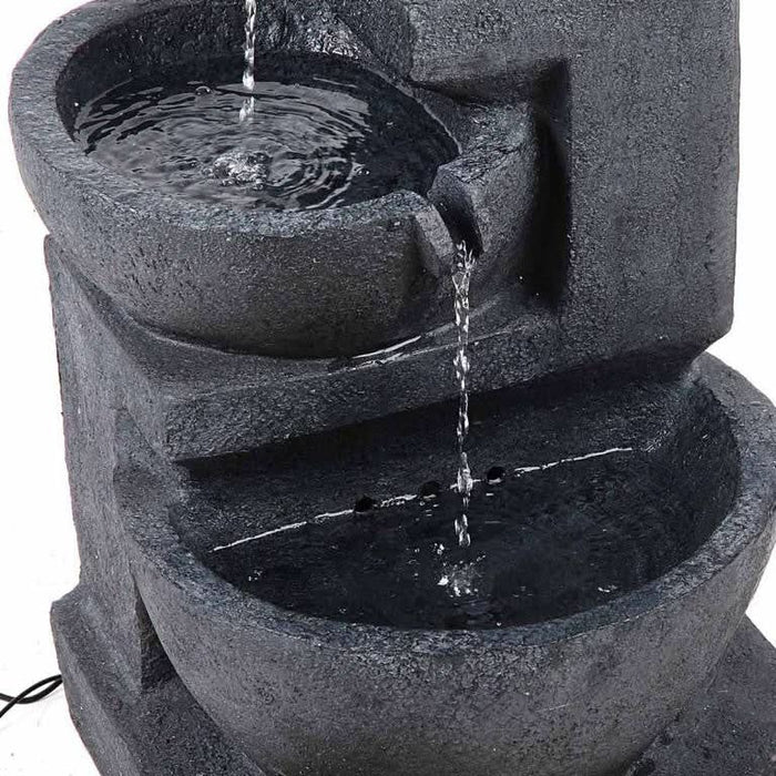 Solar Powered 3-Tier Bowls Water Fountain w/ LED - 60cm