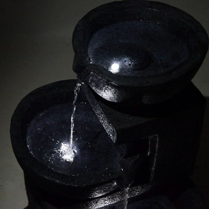 Solar Powered 3-Tier Bowls Water Fountain w/ LED - 60cm