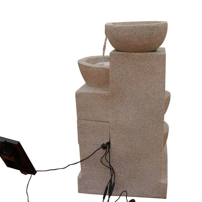 Solar Powered 4-Tier Bowls Water Fountain - Sand 72cm