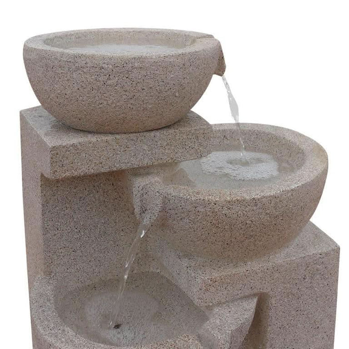 Solar Powered 4-Tier Bowls Water Fountain - Sand 72cm