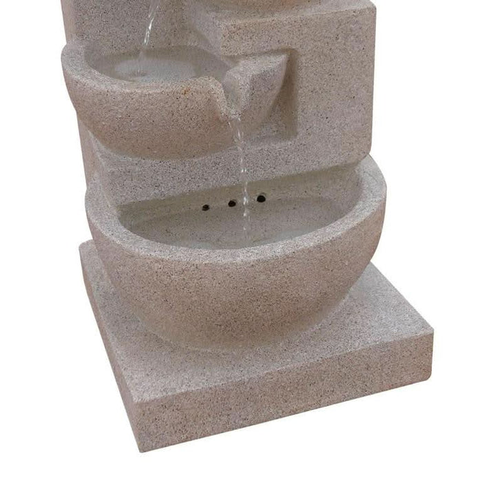 Solar Powered 4-Tier Bowls Water Fountain - Sand 72cm