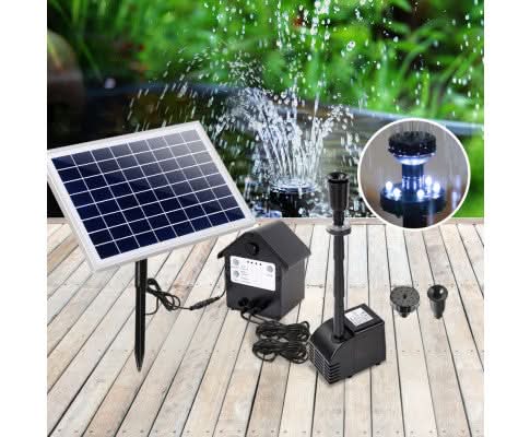 Solar Fountain & Pond Pump w/ Panel & Battery - 800LPH
