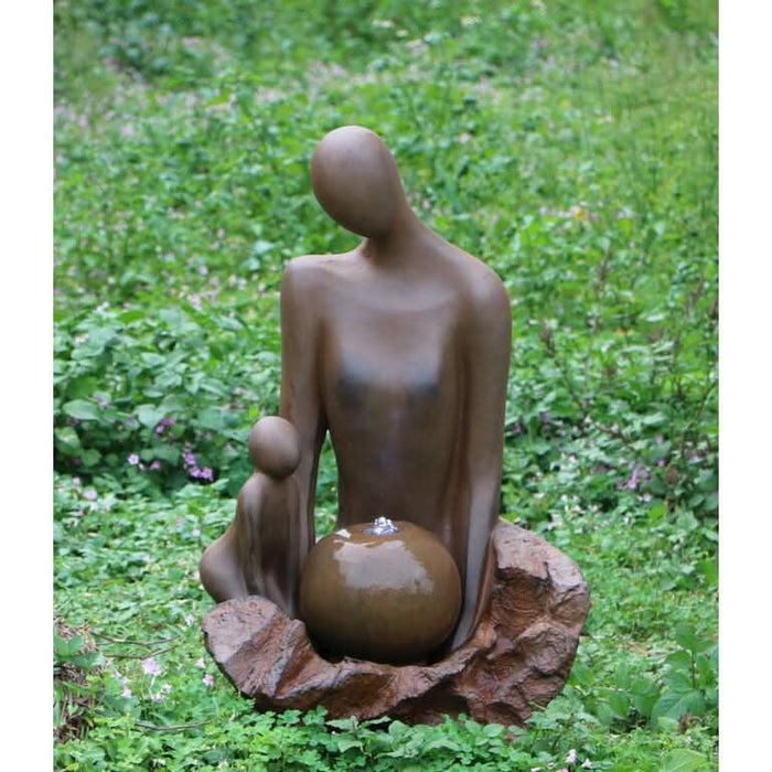 Madre Abstract Mum & Baby Water Feature w/ Rusted Effect - 79cm