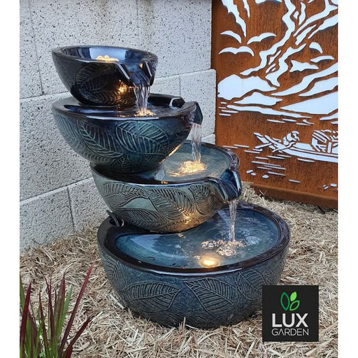 Palm Leaf water feature in garden