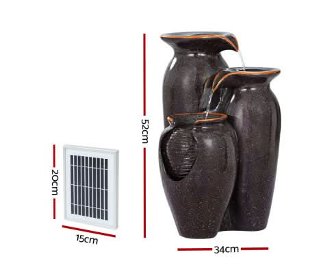 Solar Trio Jugs 3-Tier Outdoor Water Feature - 52cm