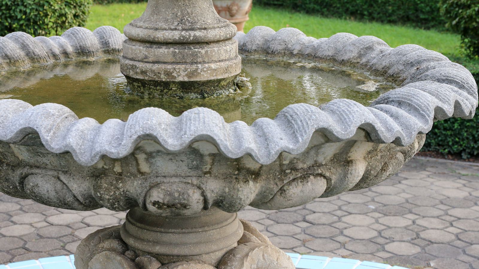 concrete fountain bowl close up