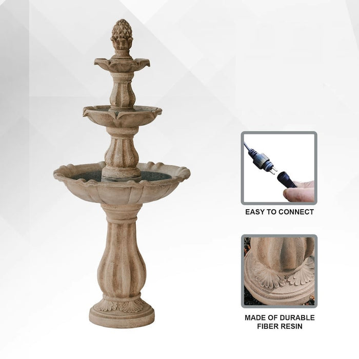 Avery Solar 3-Tier Bird Bath Fountain - 133cm Exclusive