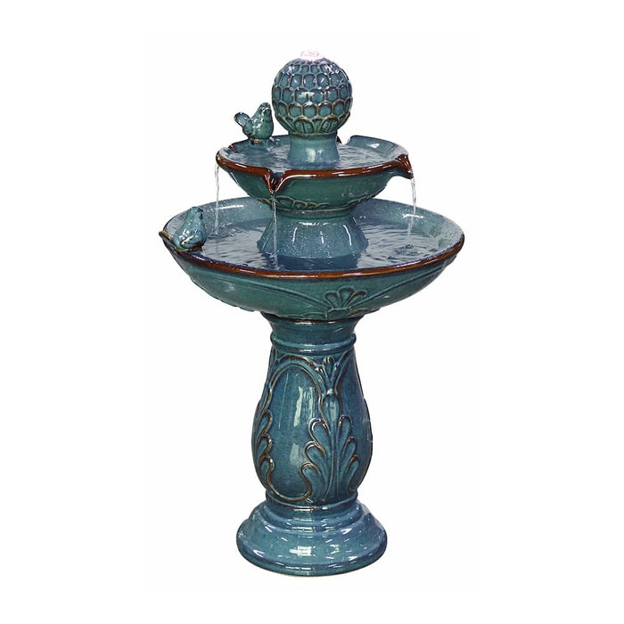 Apollo 2-Tier Ceramic Birdbath Fountain - 70cm