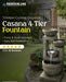 Casana 4-tier fountain with pump and hose included, shown outdoors.