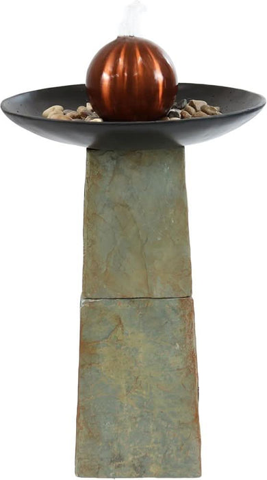 Celeste Orb Slate Water Fountain w/ Stainless Steel Ball
