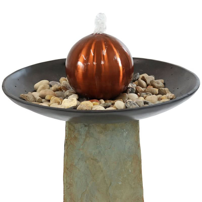 Celeste Orb Slate Water Fountain w/ Stainless Steel Ball