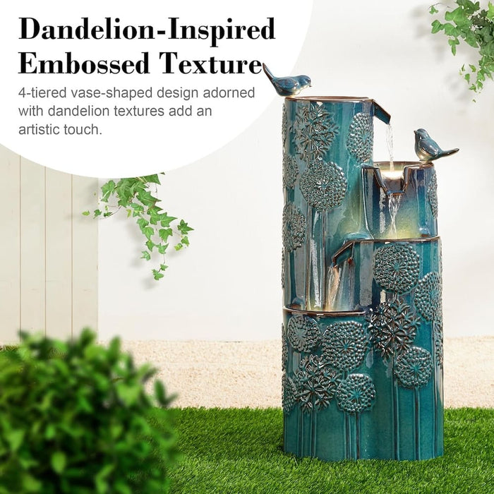 Description of a dandelion themed water feature.