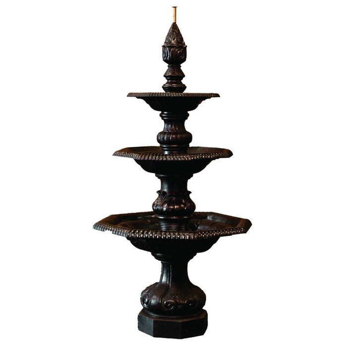 A cast iron black-red water fountain.