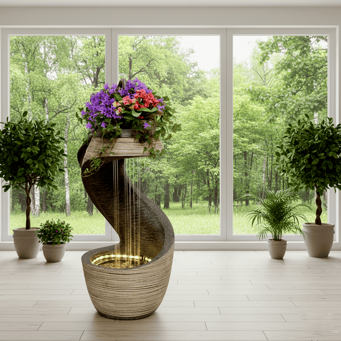 Isara Abstract Fountain with Ambient Rain Effect