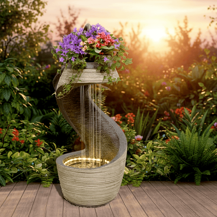 Isara Abstract Fountain with Ambient Rain Effect