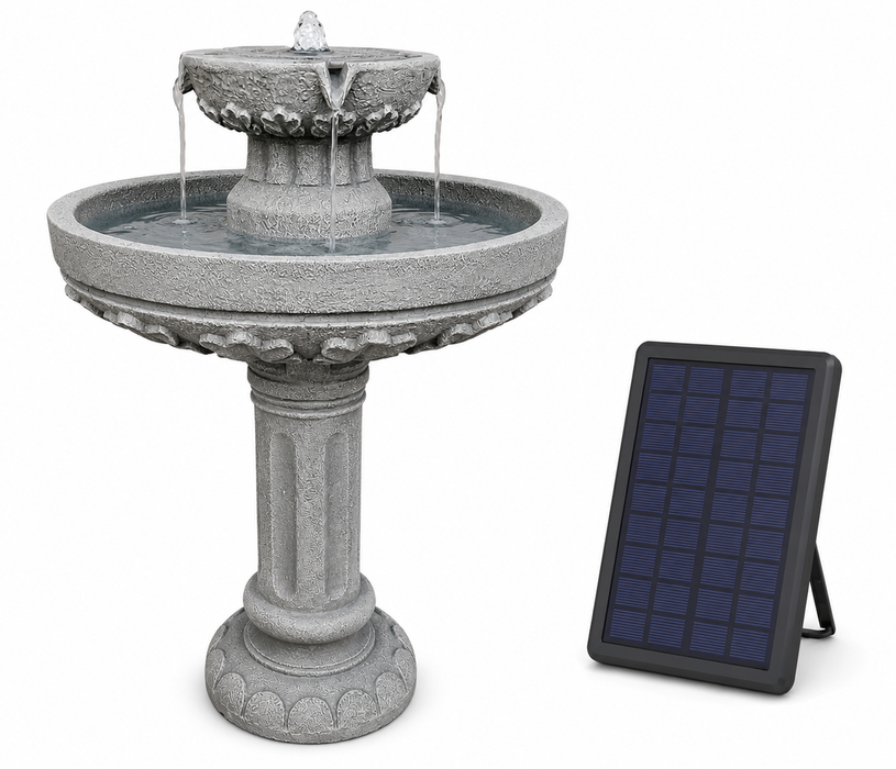Kenzi Solar Bird Bath Fountain w/ Battery Backup - 77cm