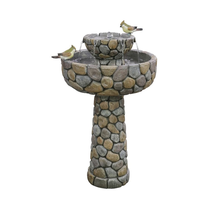 Lora 2-Tier Birdbath Fountain w/ 2 Birds