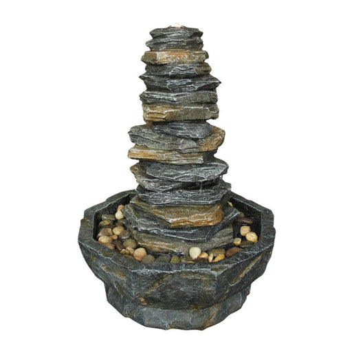 A stacked slates designed water feature