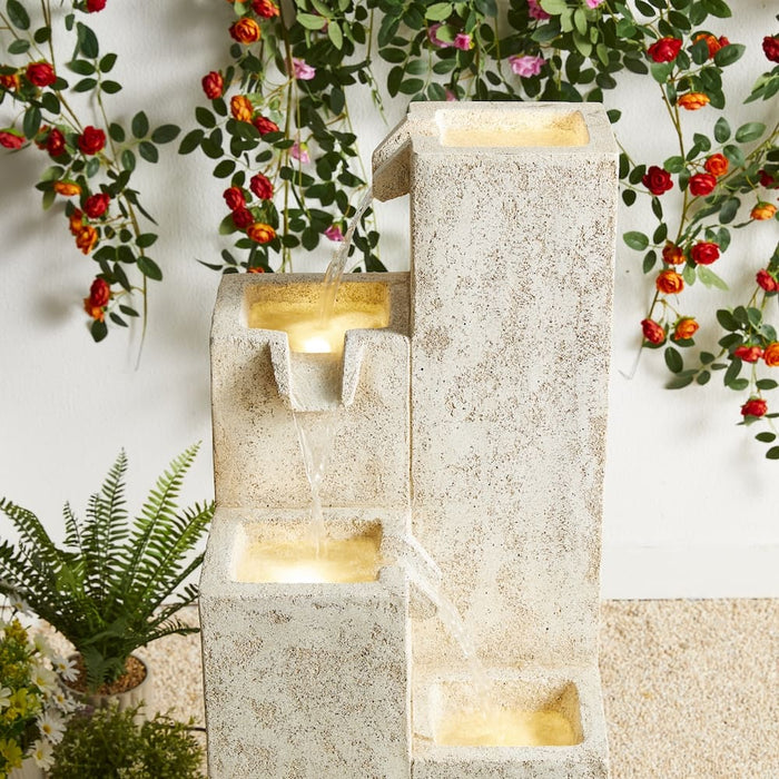 Urban Columns 4-Tier Water Feature - Sandstone Effect