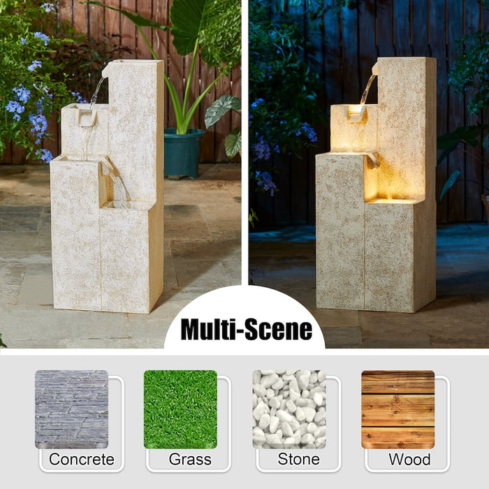 Urban Columns 4-Tier Water Feature - Sandstone Effect