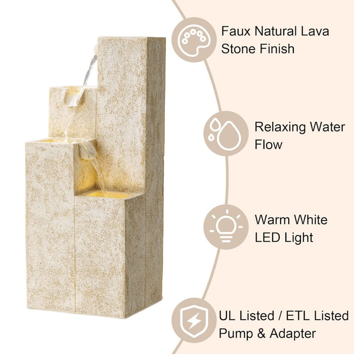 Urban Columns 4-Tier Water Feature - Sandstone Effect