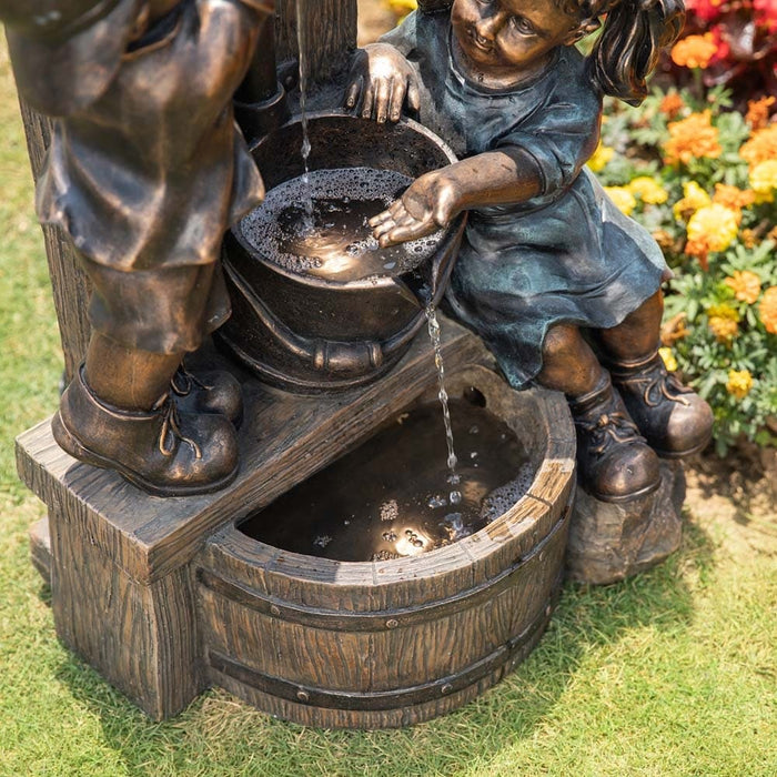 Boy & Girl At Tap Vintage Bronze Water Feature