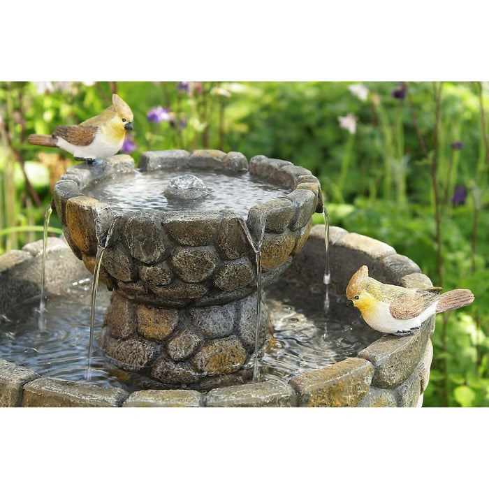 Lora 2-Tier Birdbath Fountain w/ 2 Birds