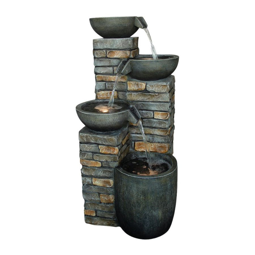 Pots & Bricks 4-tier Water Fountain - Rustic Charm 90cm — Fountainland