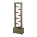 Tall slate water fountain with multiple copper spouts cascading water into a stone-filled base.