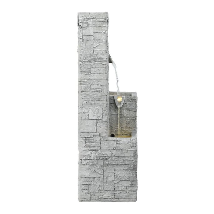 Solar Stacked Blocks 4-Tier Cascading Water Feature