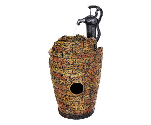 Solar Tap & Barrels Water Feature w/ Bricks Design - 80cm