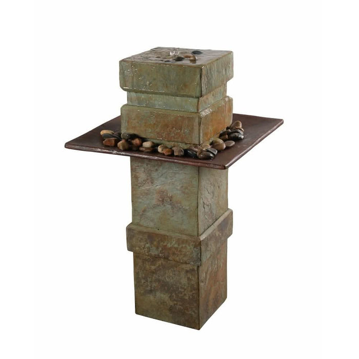 Terra Pillar Slate & Copper Modern Tower Fountain