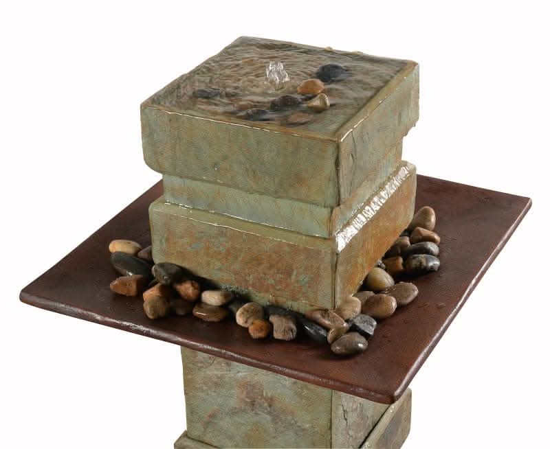Terra Pillar Slate & Copper Modern Tower Fountain