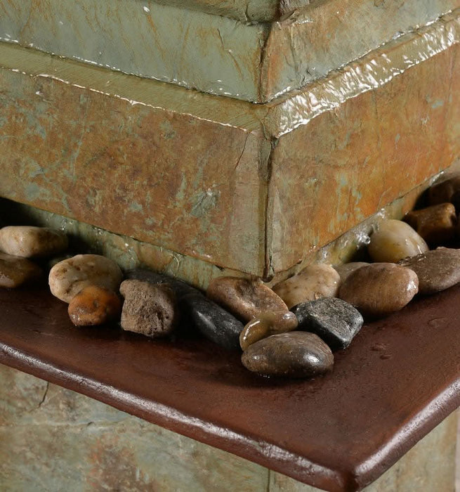 Terra Pillar Slate & Copper Modern Tower Fountain