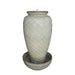 A tall vase fountain in ivory white.